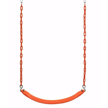 SWINGAN Belt Swing For All Ages - Vinyl Coated Chain - Orange SW27VC-OR